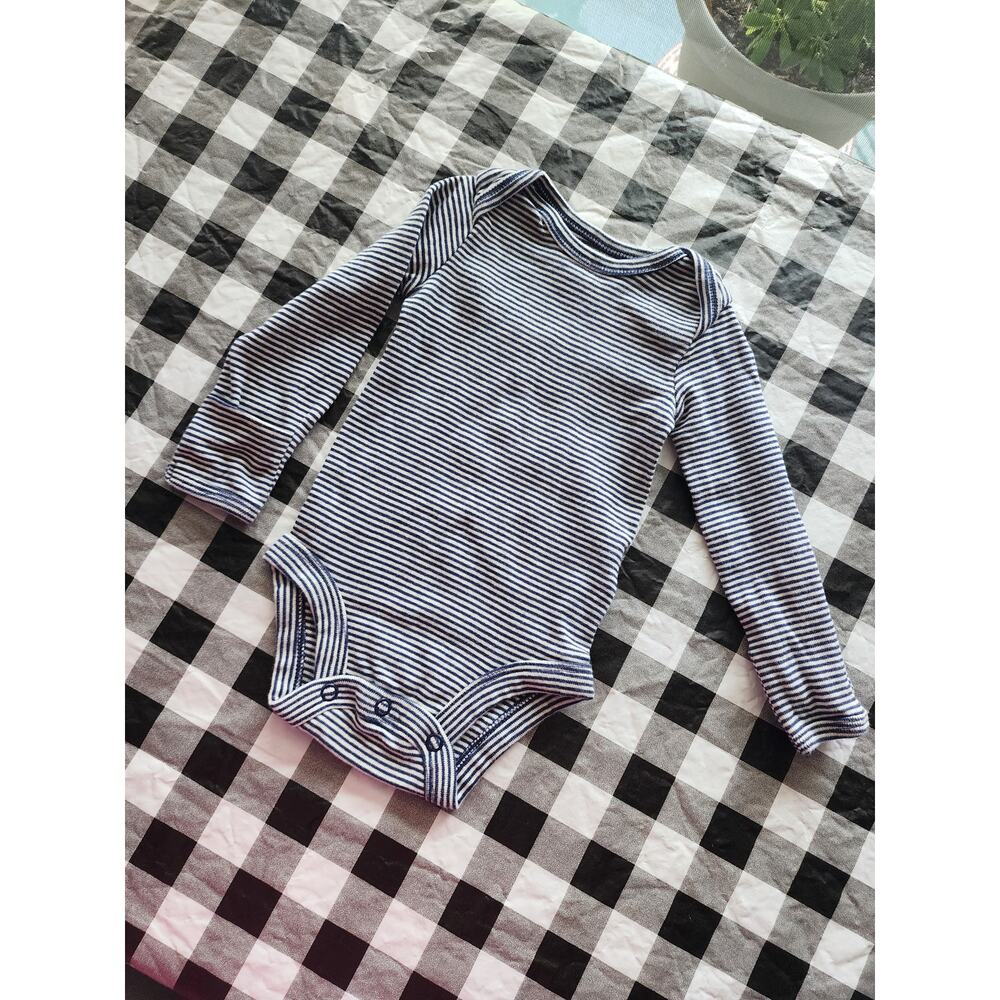 Carter's 3 Month Blue and White Long Sleeved bodysuit